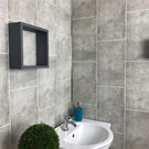 250mm Wide Cutline Flagstone Grey PVC Shower Panel Dinding Kamar Mandi
